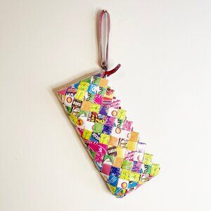 Handmade Recycled Y2K Candy Wrapper Clutch Wristlet – Colorful & Unique
